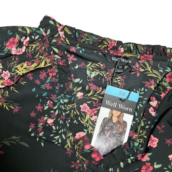 Well Worn Women's Floral Button Front Blouse Size 3X NWT - Picture 10 of 12